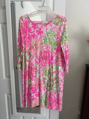 Lilly Pulitzer Pink Green Floral Shift Dress